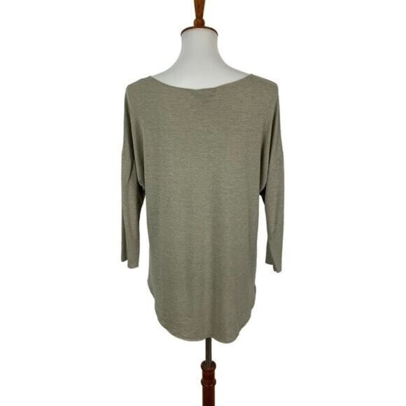 BKE Tee Top Medium Gray Tan Long Sleeve Casual Minimalist Layering - Picture 3 of 5